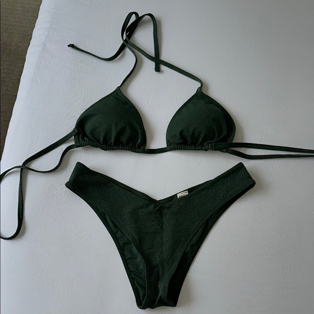 Abercrombie Dark Green Bikini Set with Subtle Sparkle